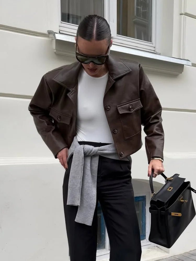 Rhiannon - Women's Cropped Biker Jacket - photo 3