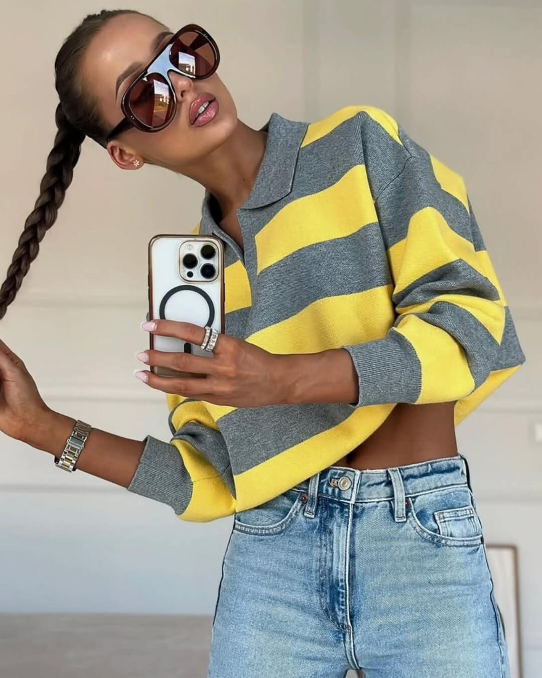 Tove - Women's Knit Stripe Sweater - photo 2