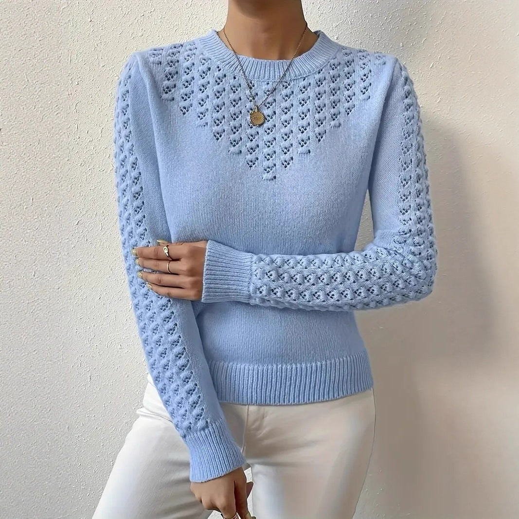 Greta - Women's Knitted Pointelle Sweater - photo 1