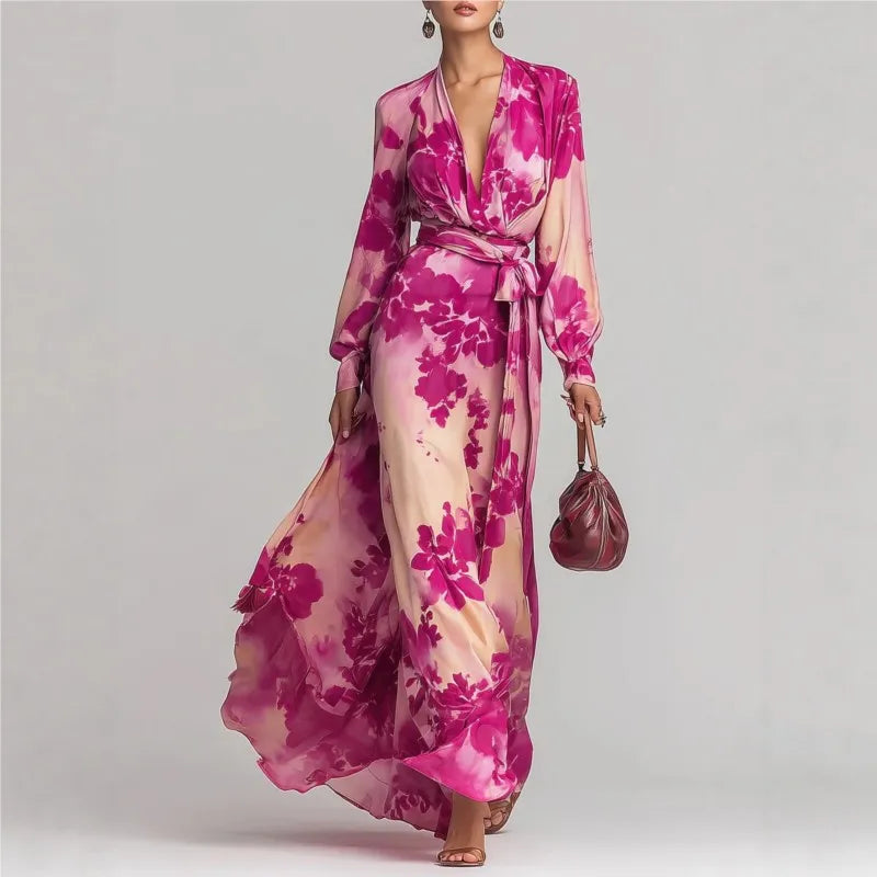 Zora - Women's Belted Neckline Maxi Dress - photo 1