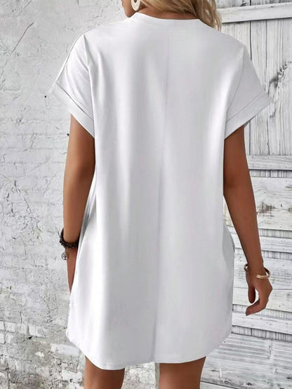 Aspen - Women's Loose Fit Pocket Dress with Round Neck and Short Sleeves - photo 17