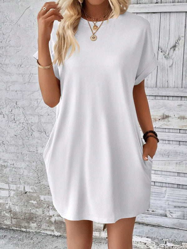 Aspen - Women's Loose Fit Pocket Dress with Round Neck and Short Sleeves - photo 18