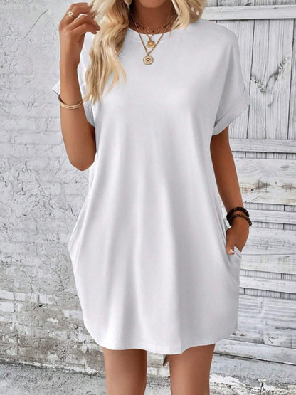 Aspen - Women's Loose Fit Pocket Dress with Round Neck and Short Sleeves - photo 18
