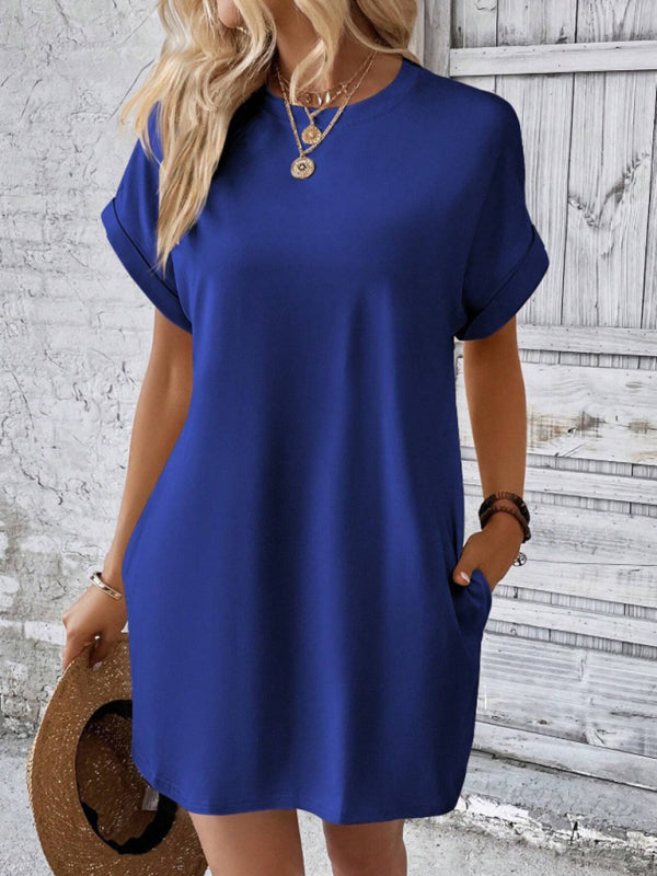 Aspen - Women's Loose Fit Pocket Dress with Round Neck and Short Sleeves - photo 24