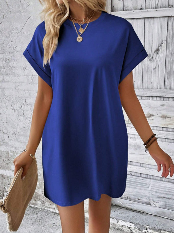 Aspen - Women's Loose Fit Pocket Dress with Round Neck and Short Sleeves - photo 26
