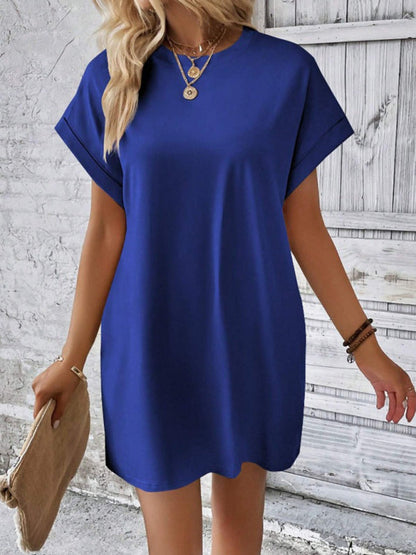 Aspen - Women's Loose Fit Pocket Dress with Round Neck and Short Sleeves - photo 26