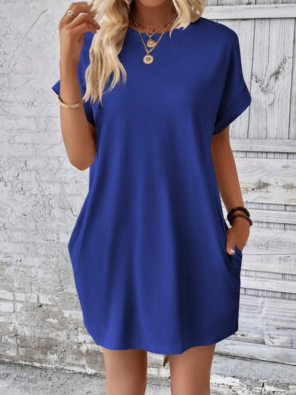 Aspen - Women's Loose Fit Pocket Dress with Round Neck and Short Sleeves - photo 27