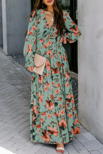 Aveline - Women's Wild Lotus Ruffle Tiered Maxi Dress - photo 16