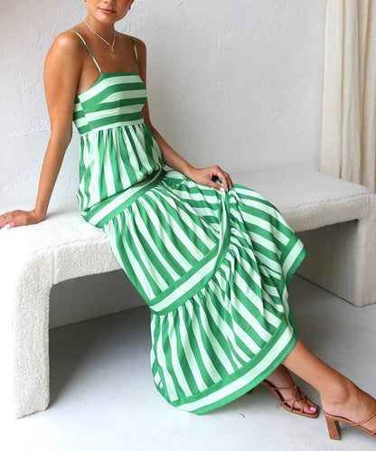 Dorothea - Women's A-line Midi Striped Dress