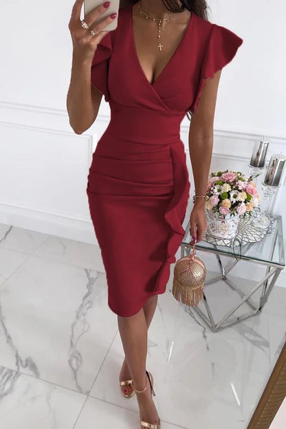 Vera - Women's Ruched Cocktail Midi Dress - photo 5