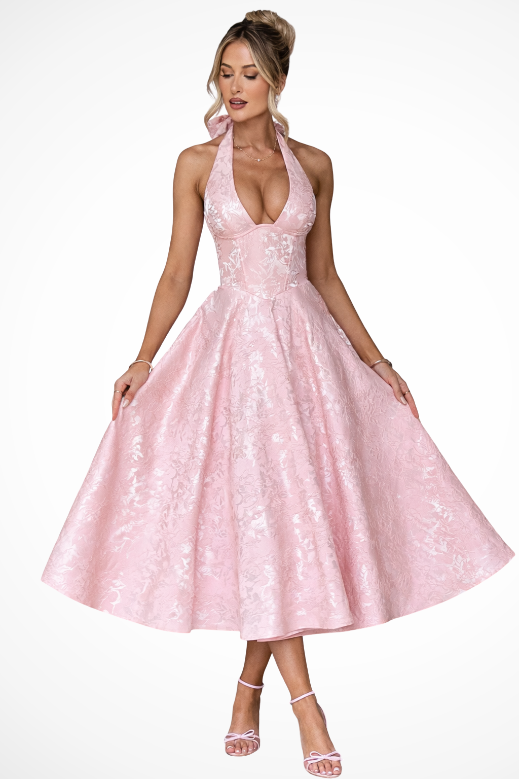 Coraline - Women's Relaxed Halter Midi Dress - photo 1