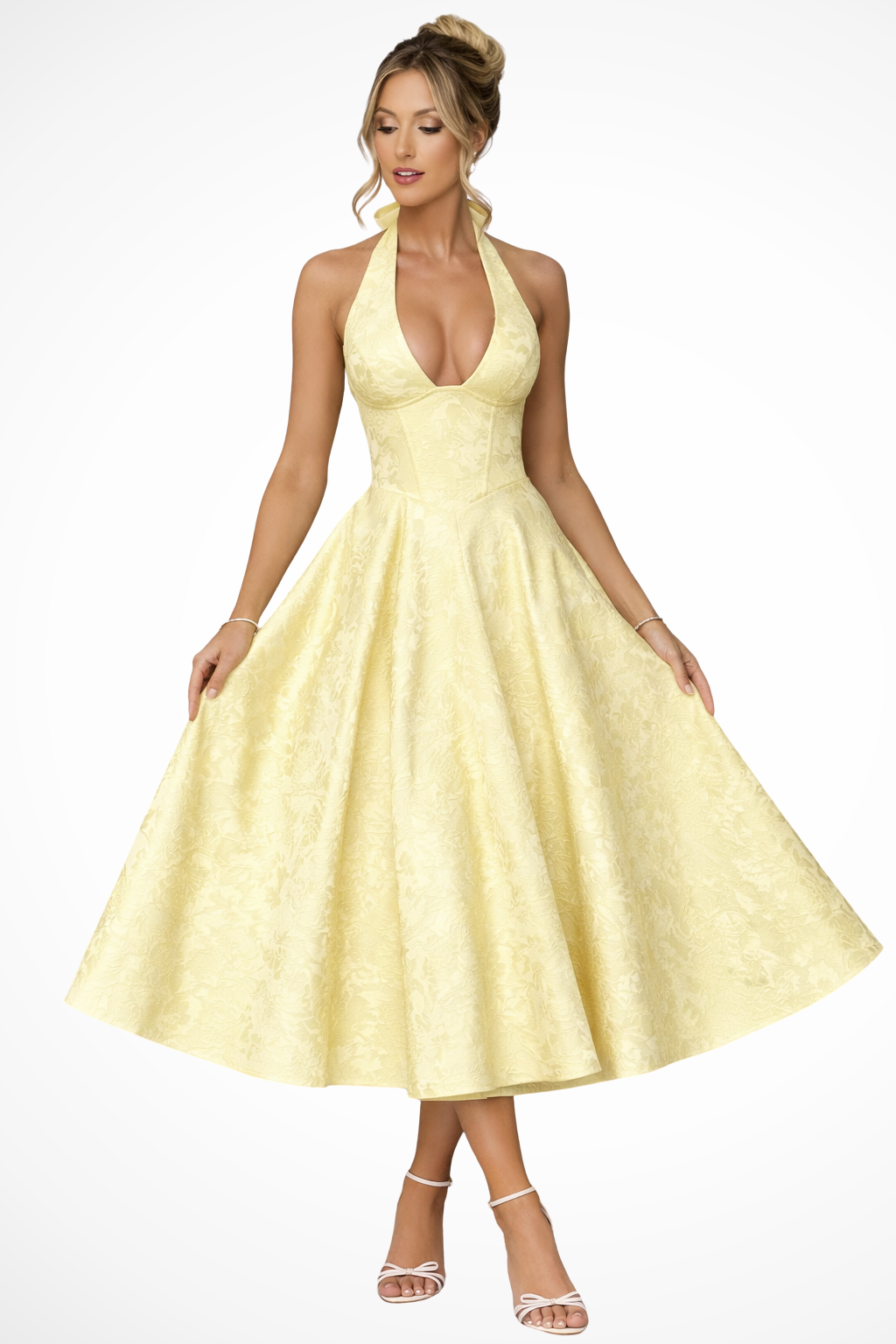 Coraline - Women's Relaxed Halter Midi Dress - photo 3