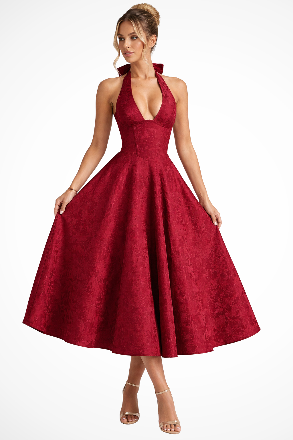 Coraline - Women's Relaxed Halter Midi Dress - photo 6