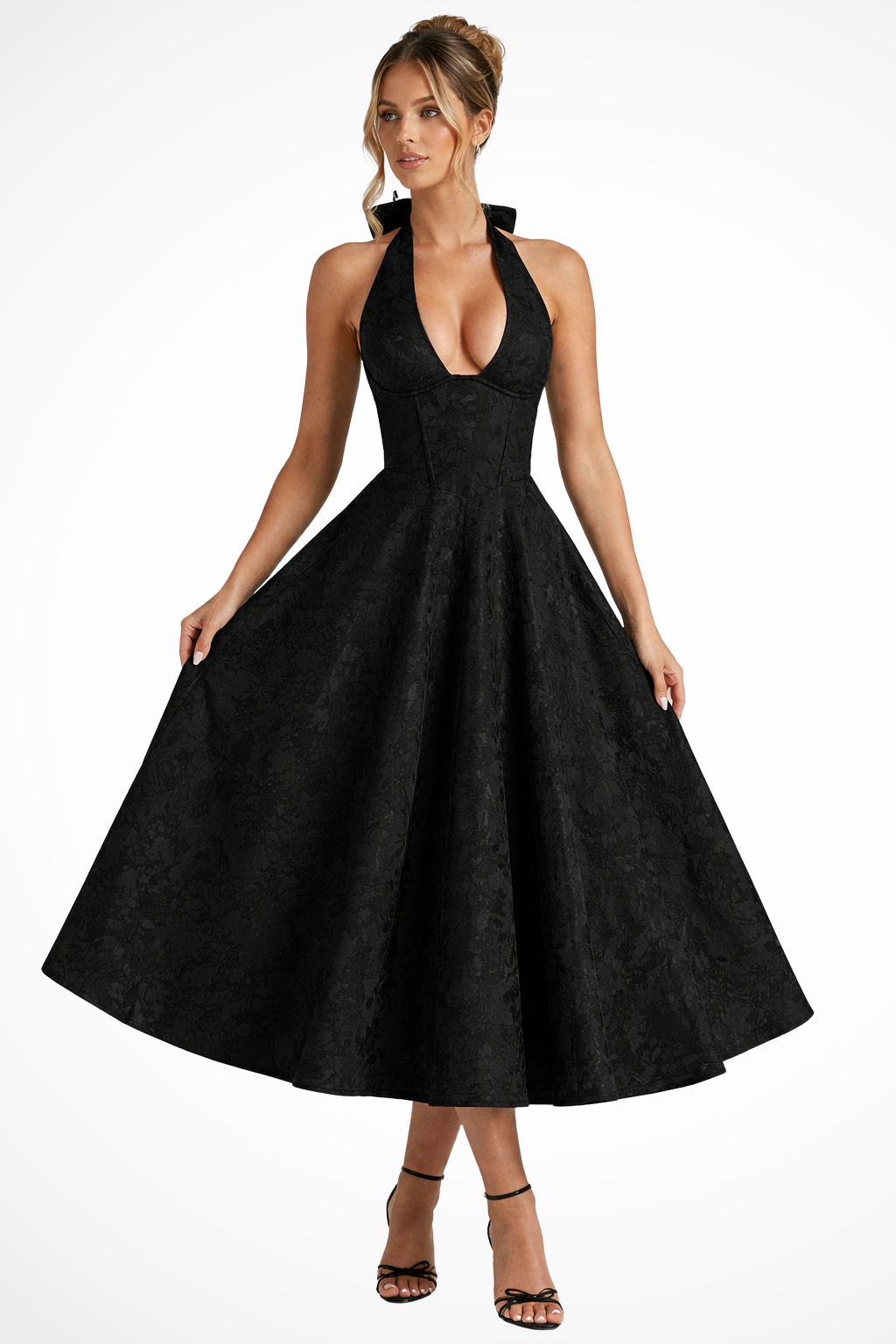 Coraline - Women's Relaxed Halter Midi Dress - photo 8