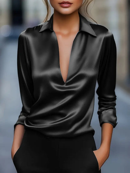 Zora - Women's V-neck Long Blouse - photo 9