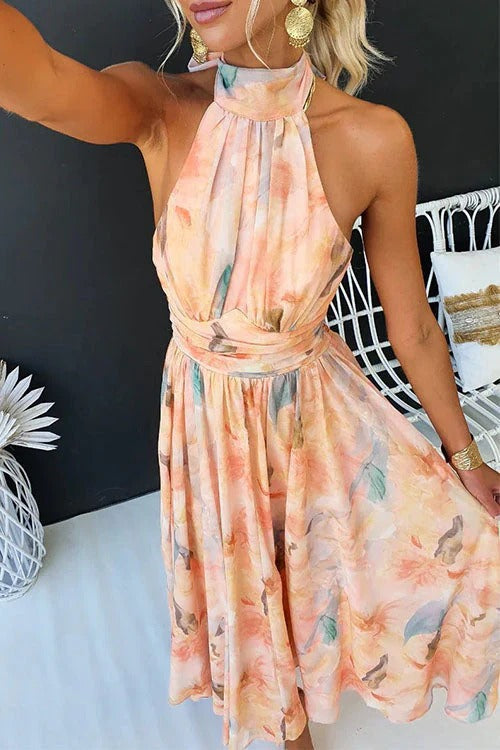 Romy - Women's Pleated Halter Midi Dress - photo 1