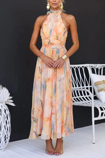 Romy - Women's Pleated Halter Midi Dress - photo 3