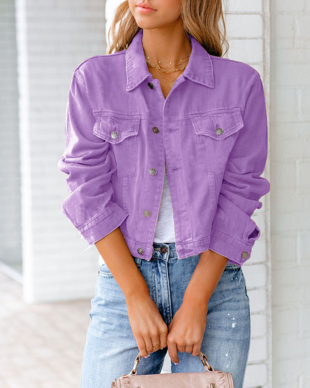 Amberly - Women's Cropped Denim Jacket - photo 8