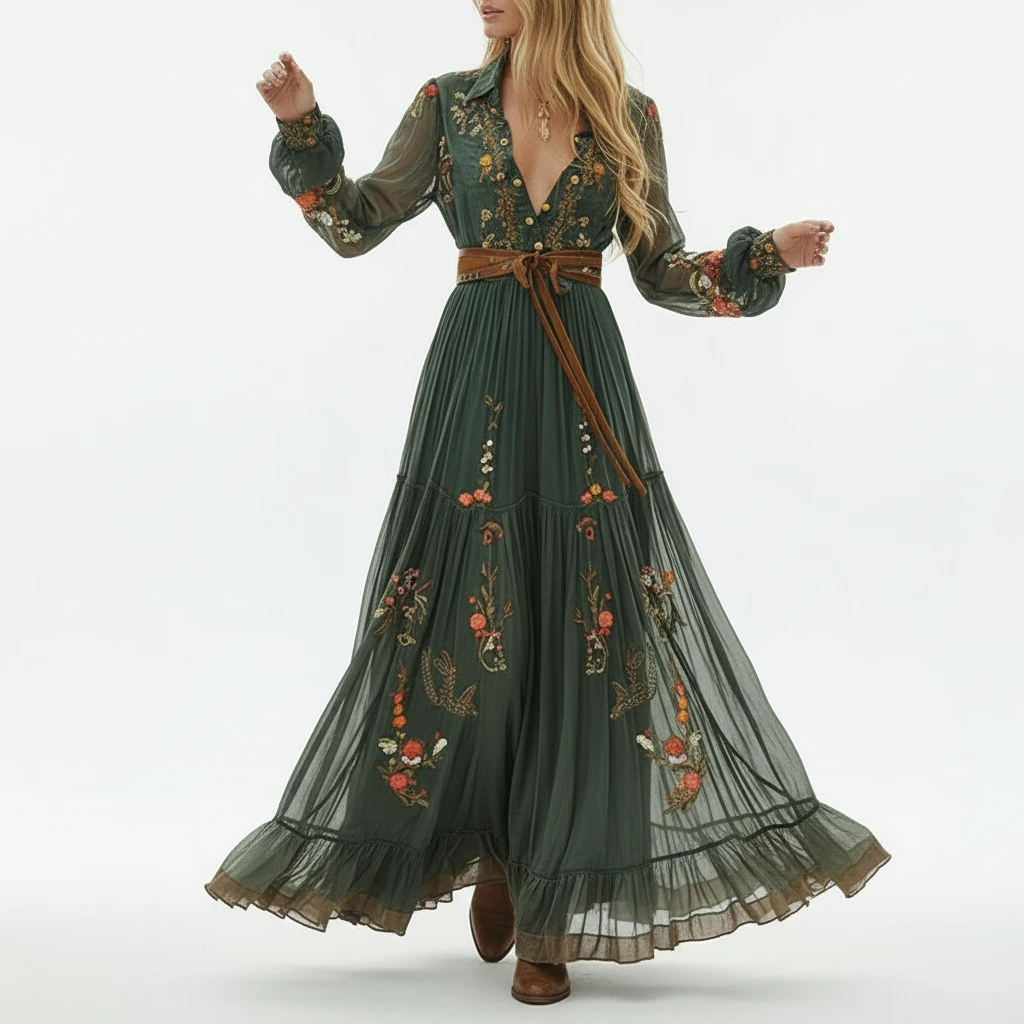 Una - Women's Embroidered Maxi Dress - photo 1