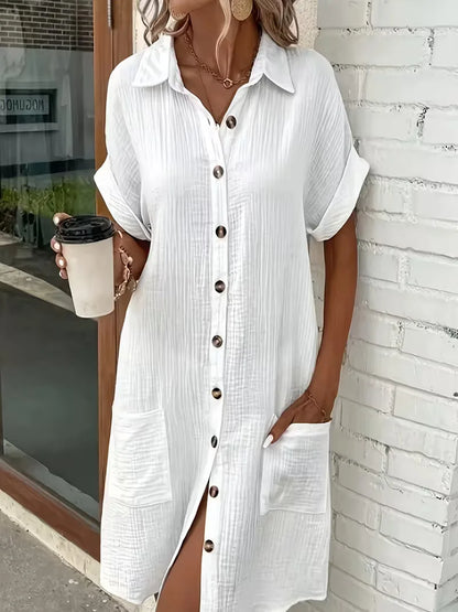 Ulrike - Women's Shirt Midi Cotton Dress - photo 14