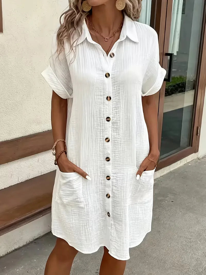 Ulrike - Women's Shirt Midi Cotton Dress - photo 13