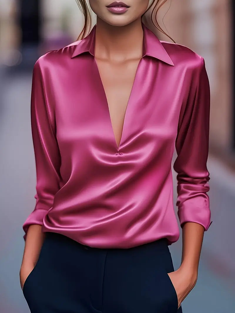 Zora - Women's V-neck Long Blouse - photo 2