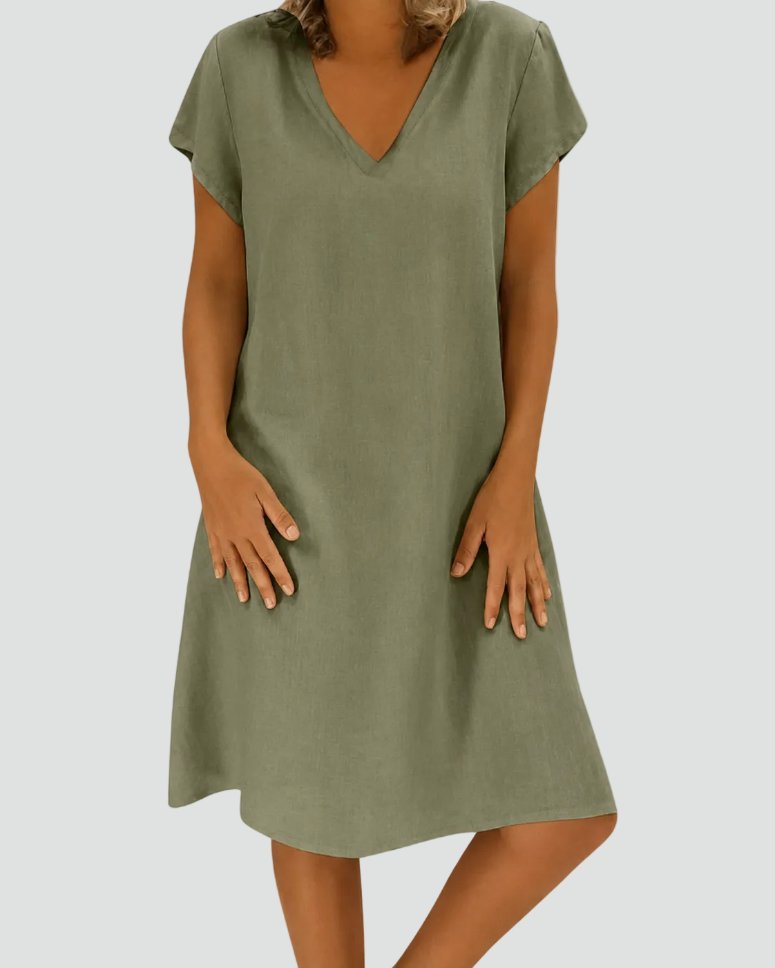 Corinne - Women's V-Neck Relaxed Dress - photo 5