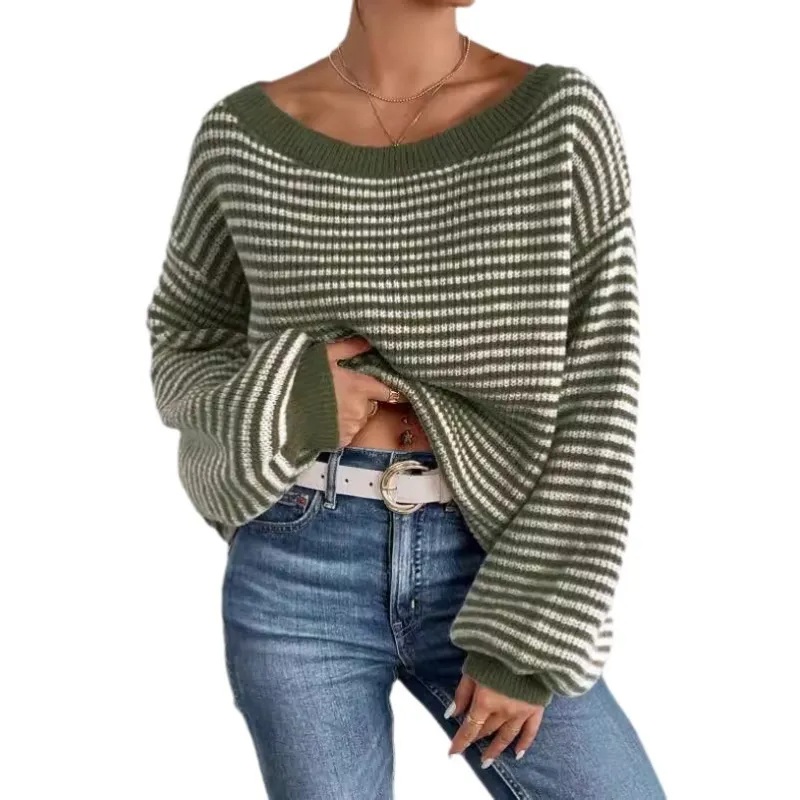 Susanna - Women's Striped Off-Shoulder Sweater - photo 9