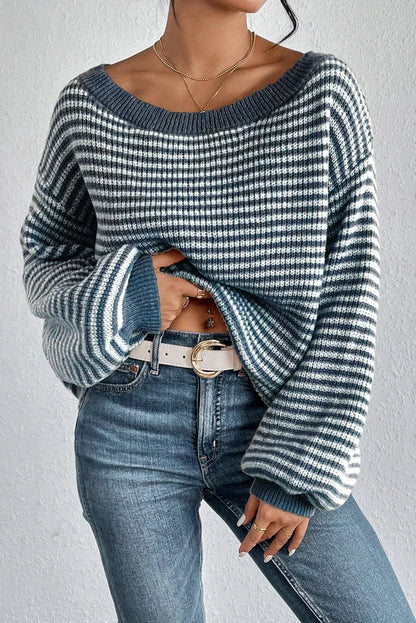 Susanna - Women's Striped Off-Shoulder Sweater - photo 4