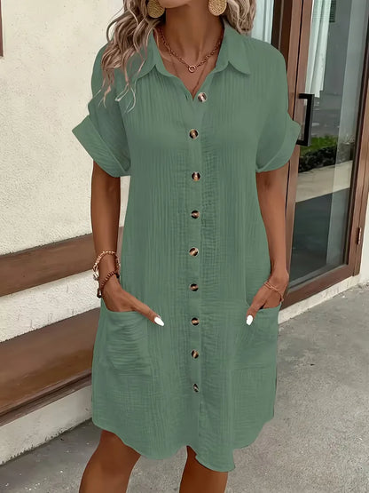Ulrike - Women's Shirt Midi Cotton Dress - photo 20
