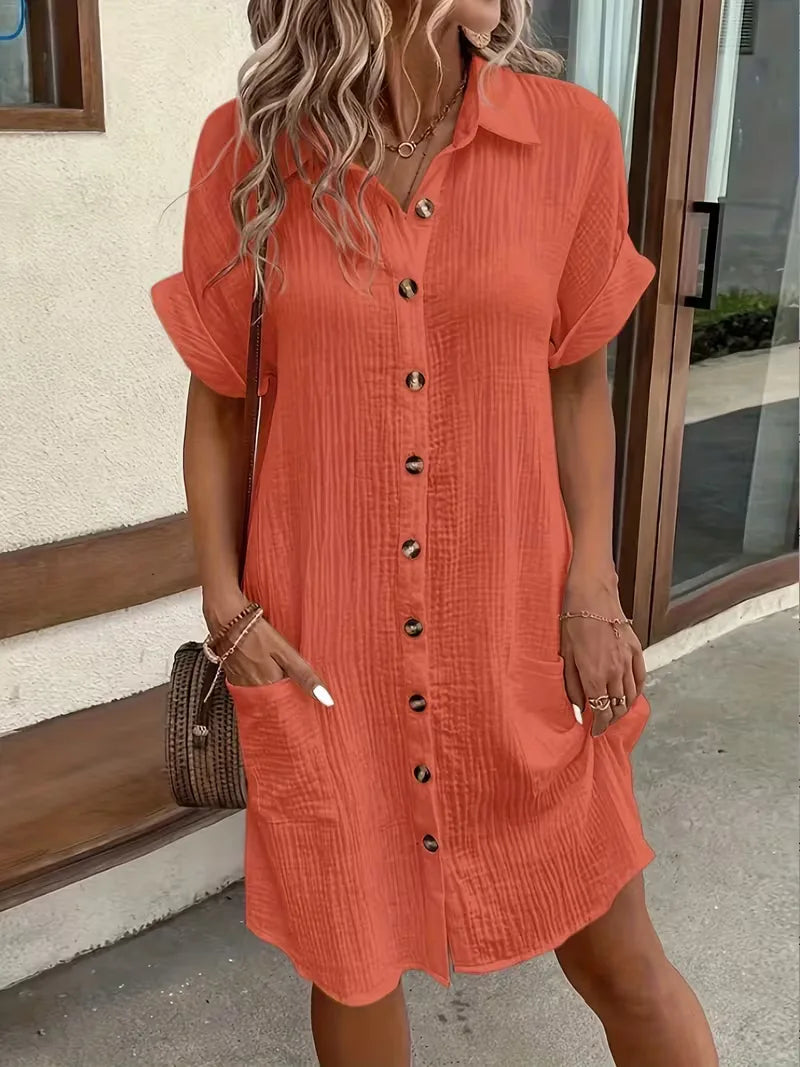 Ulrike - Women's Shirt Midi Cotton Dress - photo 9