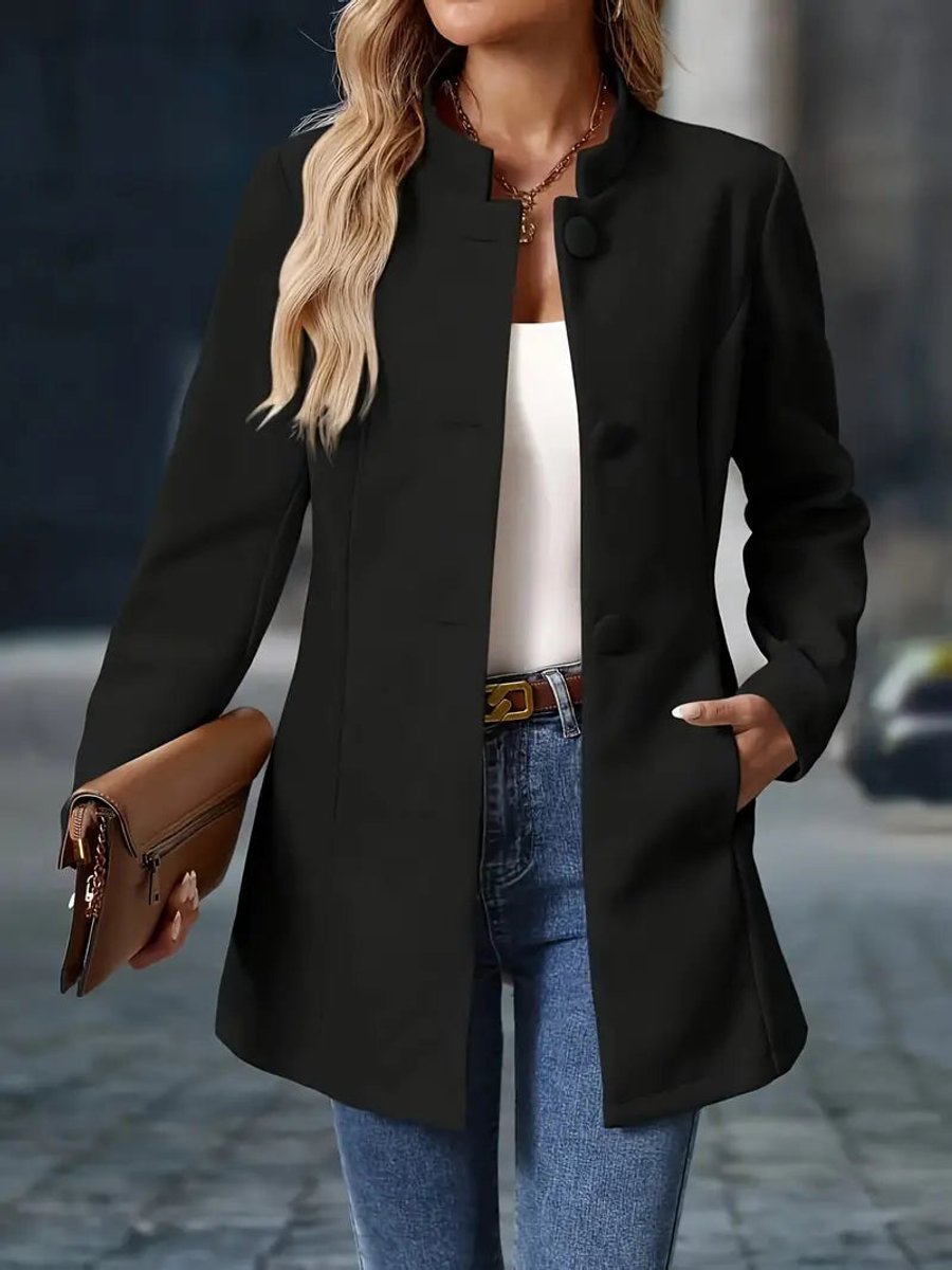 Alma - Women's Stand-Collar Button-Front Jacket - photo 6