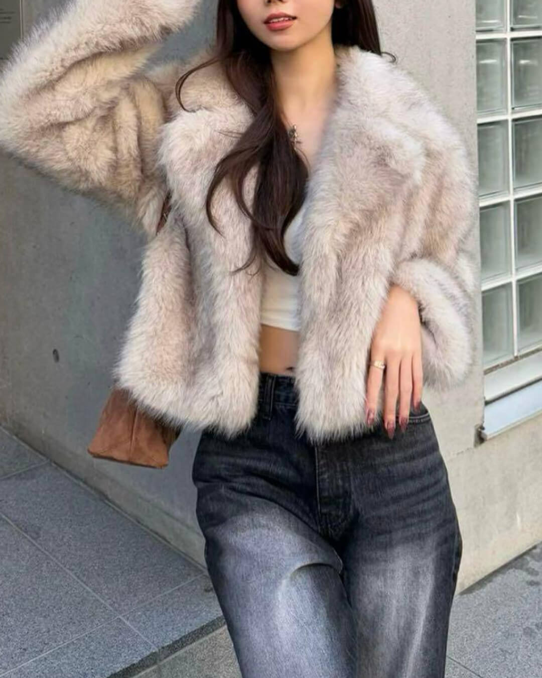 Eliane - Women's Cropped Fur Jacket - photo 3