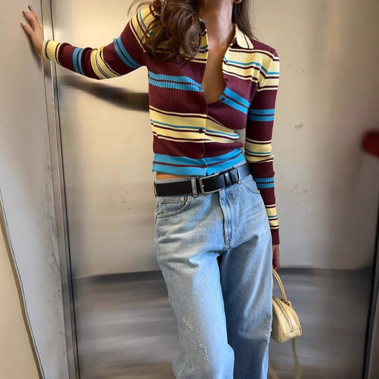 Estelle - Women's Knit Stripe Sweater - photo 1