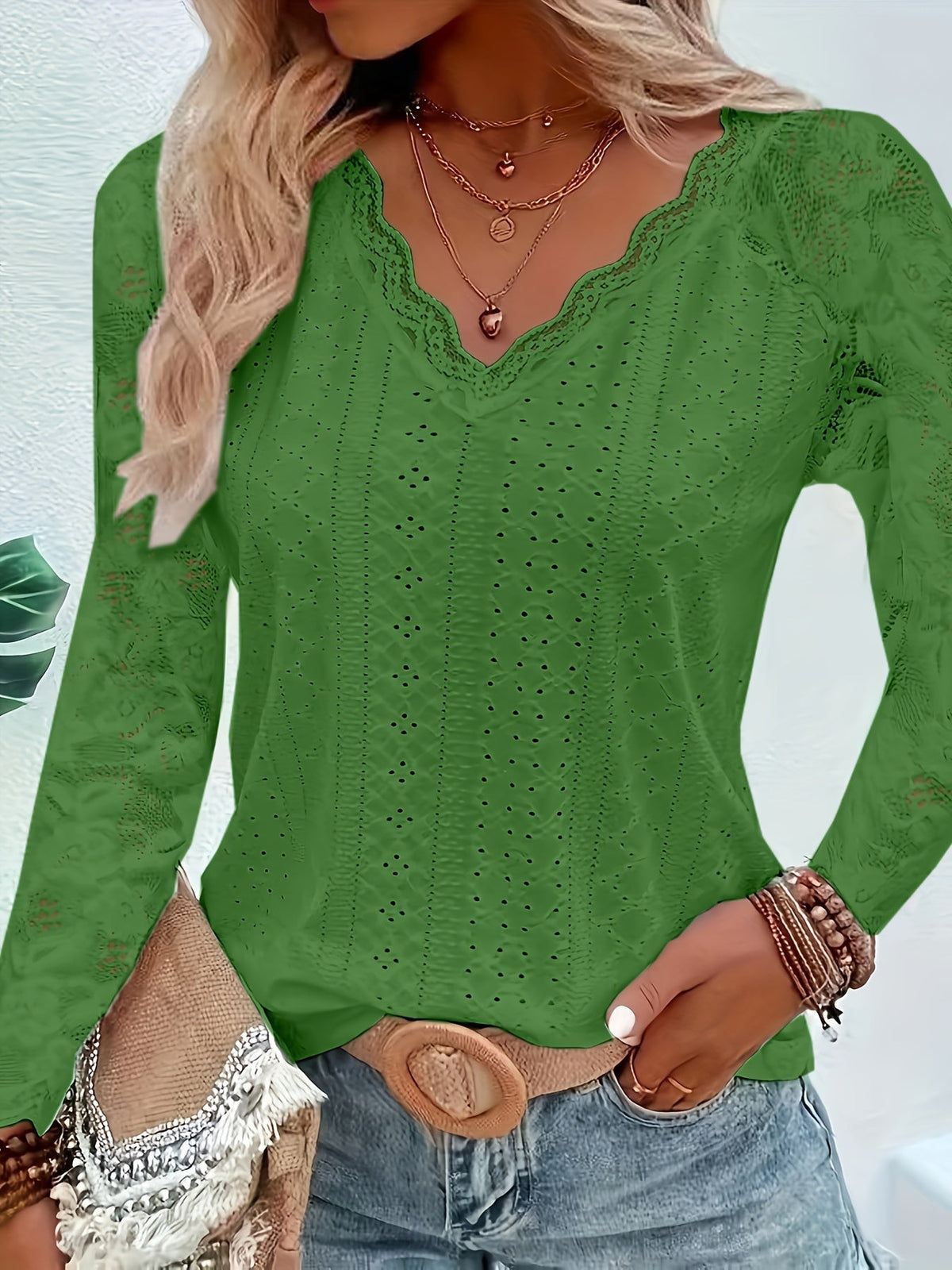 Sylvie - Women's Long Lace-Sleeve Blouse - photo 29