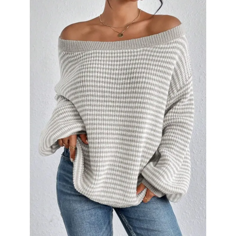 Susanna - Women's Striped Off-Shoulder Sweater - photo 6