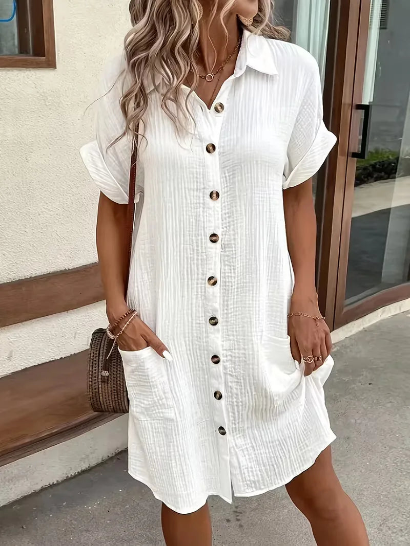 Ulrike - Women's Shirt Midi Cotton Dress - photo 1