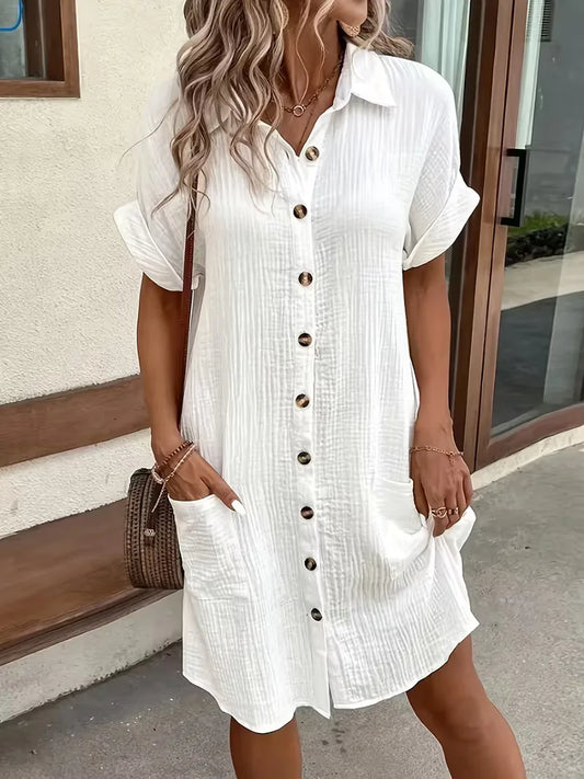 Ulrike - Women's Shirt Midi Cotton Dress - photo 1