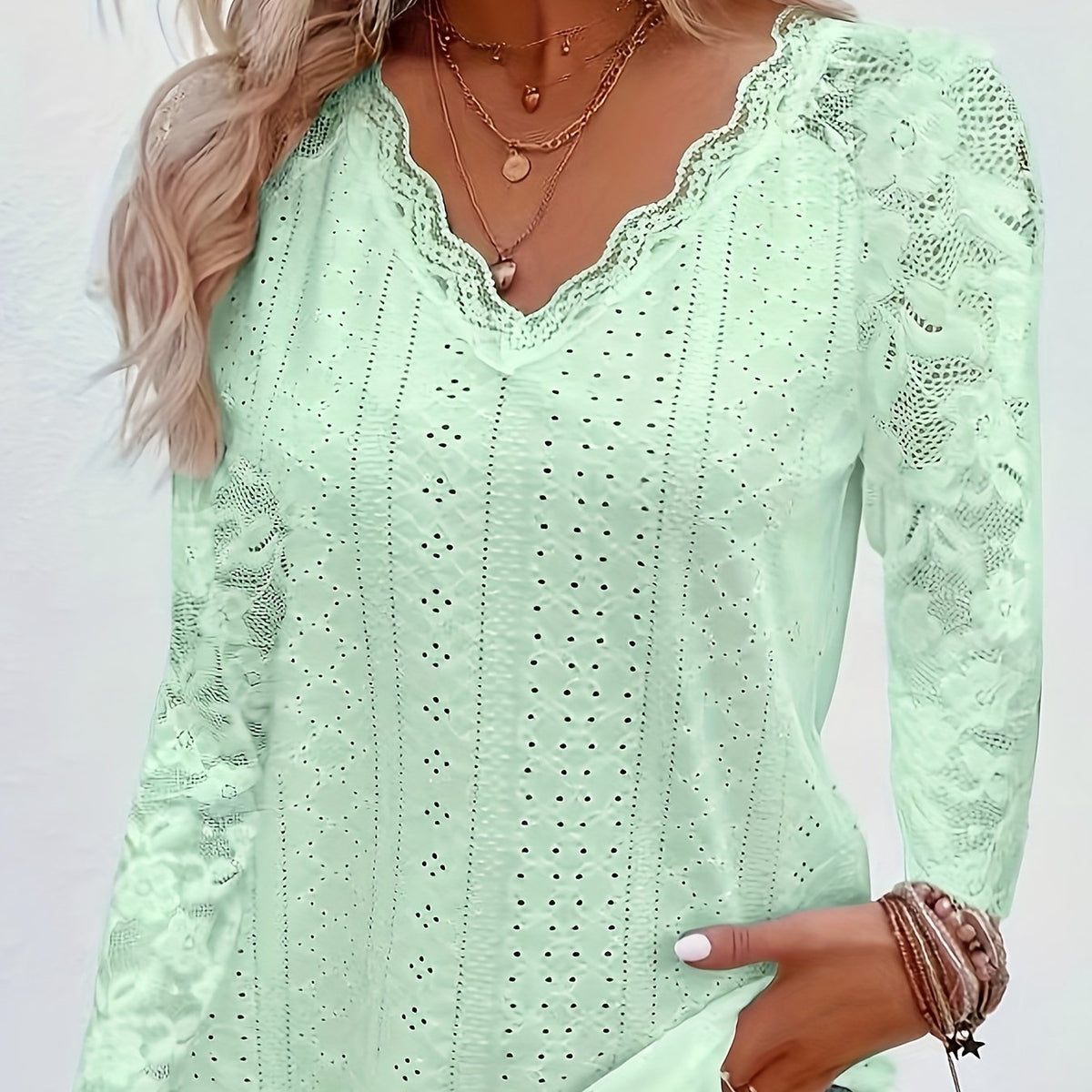 Sylvie - Women's Long Lace-Sleeve Blouse - photo 20