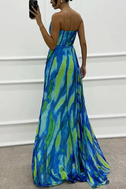 Sophia - Women's Off-Shoulder Slit Printed Maxi Dress - photo 3