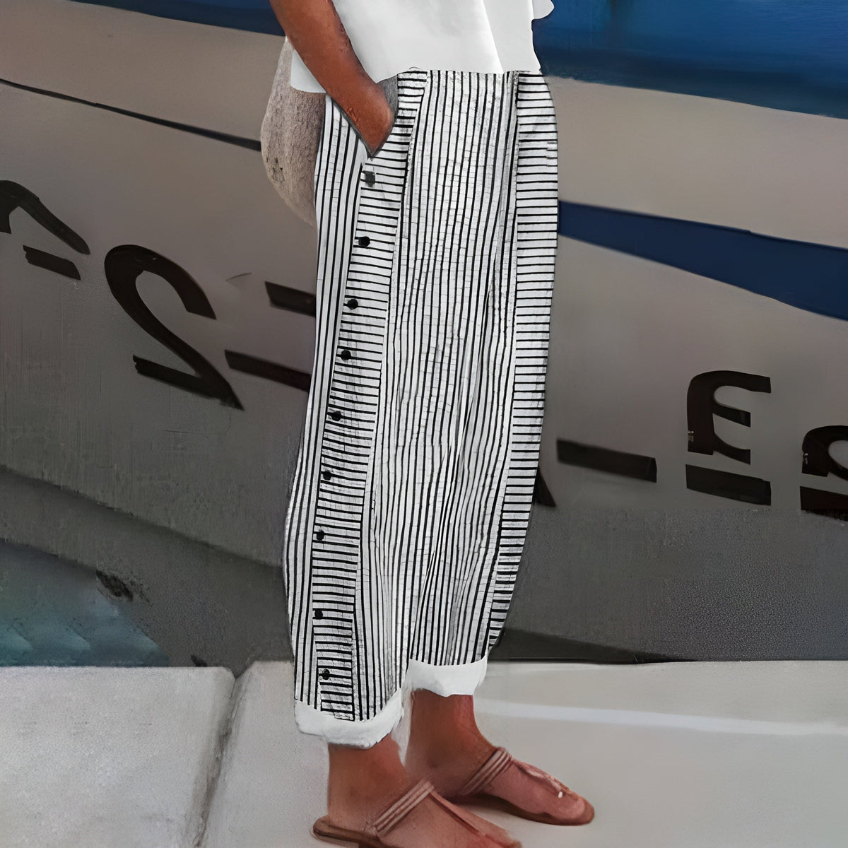 Isadora - Women's Long Striped Trousers - photo 11