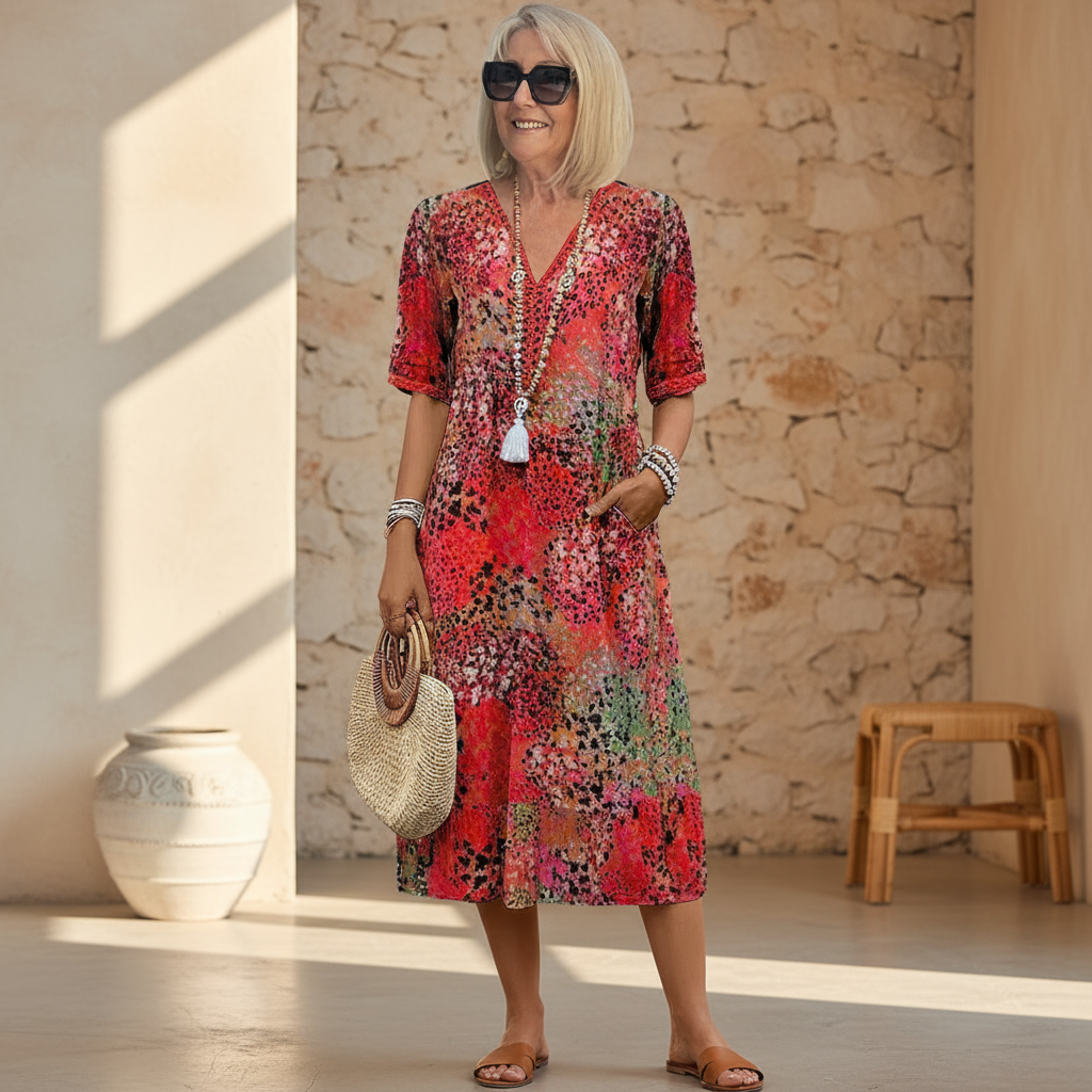 Clemence - Women's Midi Vibrant Dress - photo 1