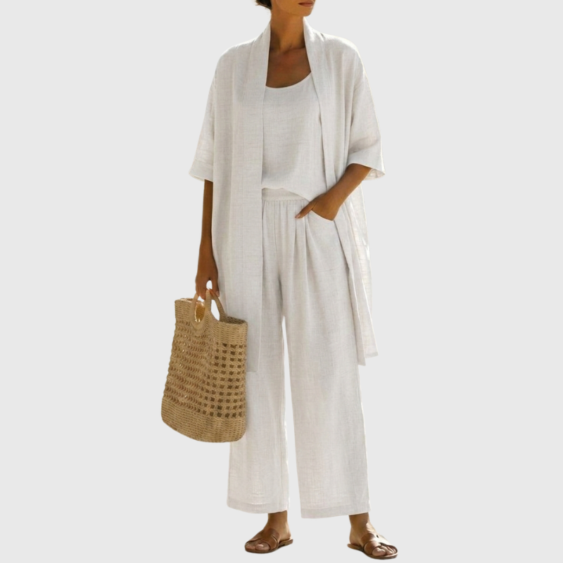 Lisbeth - Women's Tailored Linen Three-Piece Set - photo 1