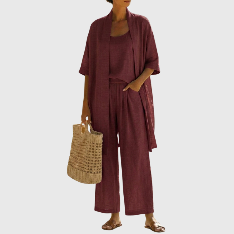 Lisbeth - Women's Tailored Linen Three-Piece Set - photo 10