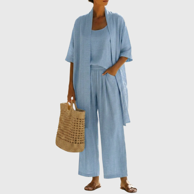 Lisbeth - Women's Tailored Linen Three-Piece Set - photo 11