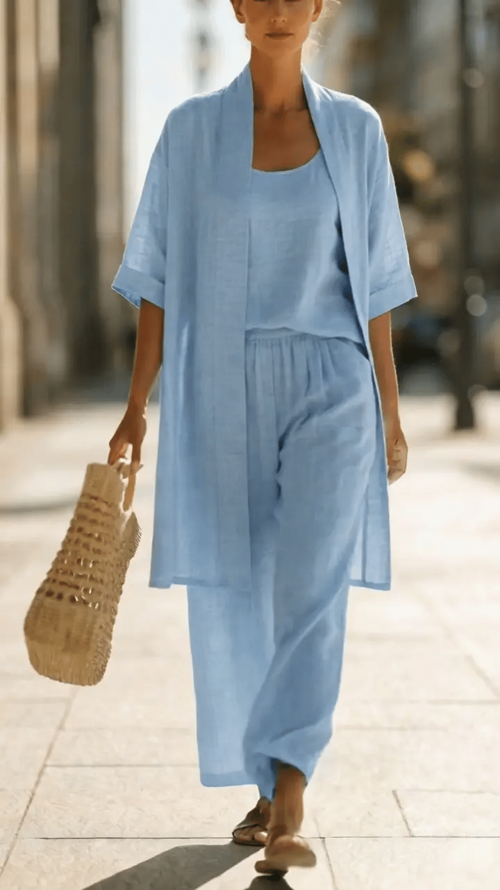 Lisbeth - Women's Tailored Linen Three-Piece Set - photo 4