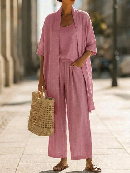 Lisbeth - Women's Tailored Linen Three-Piece Set - photo 6
