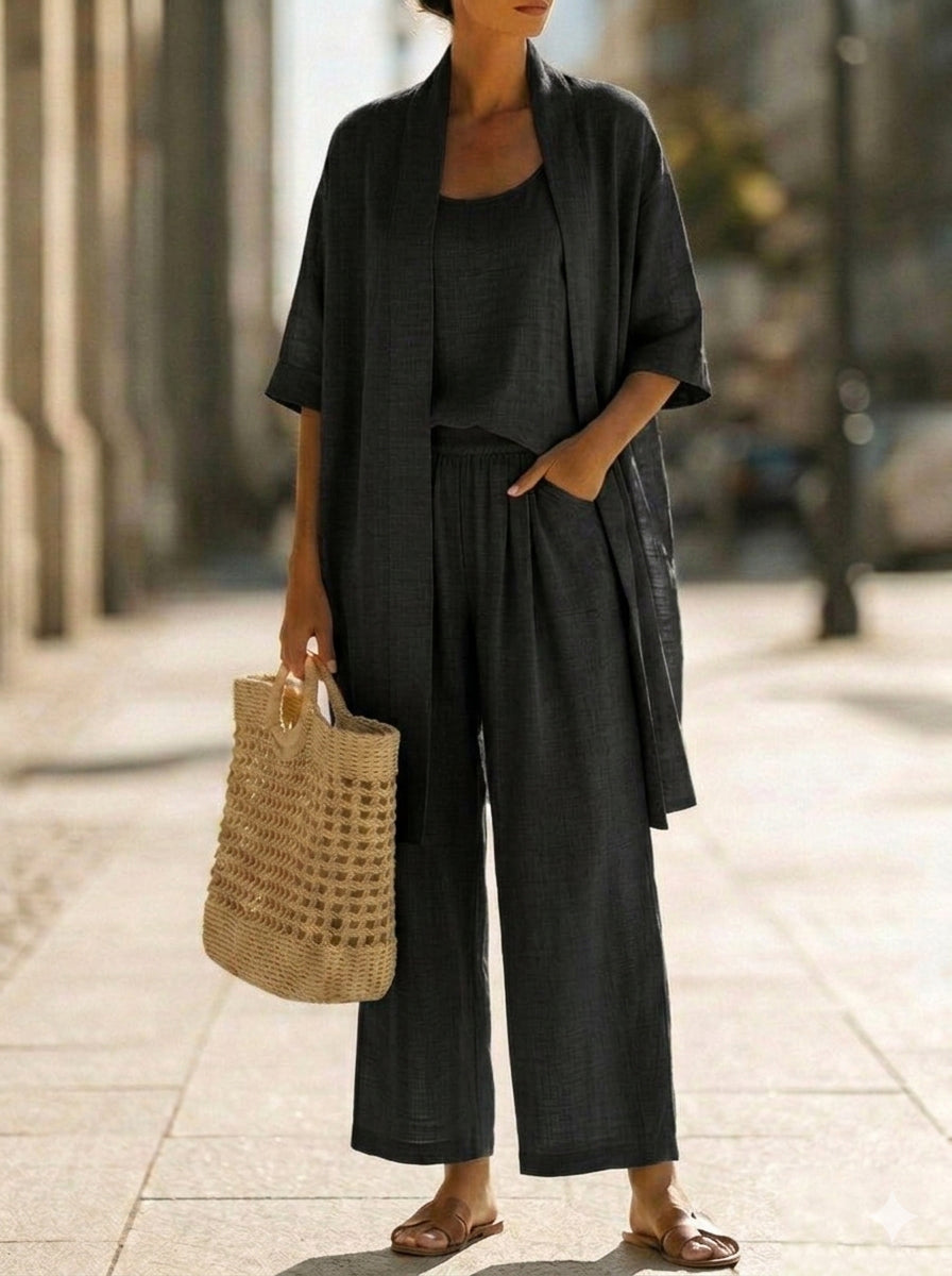 Lisbeth - Women's Tailored Linen Three-Piece Set - photo 8