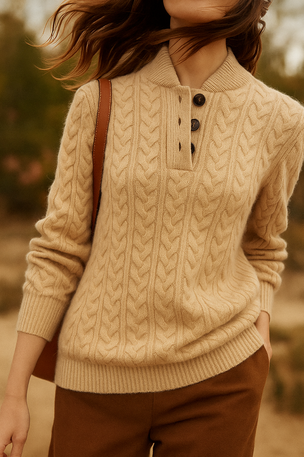 Magdalena - Women's Cable Knit Sweater - photo 3
