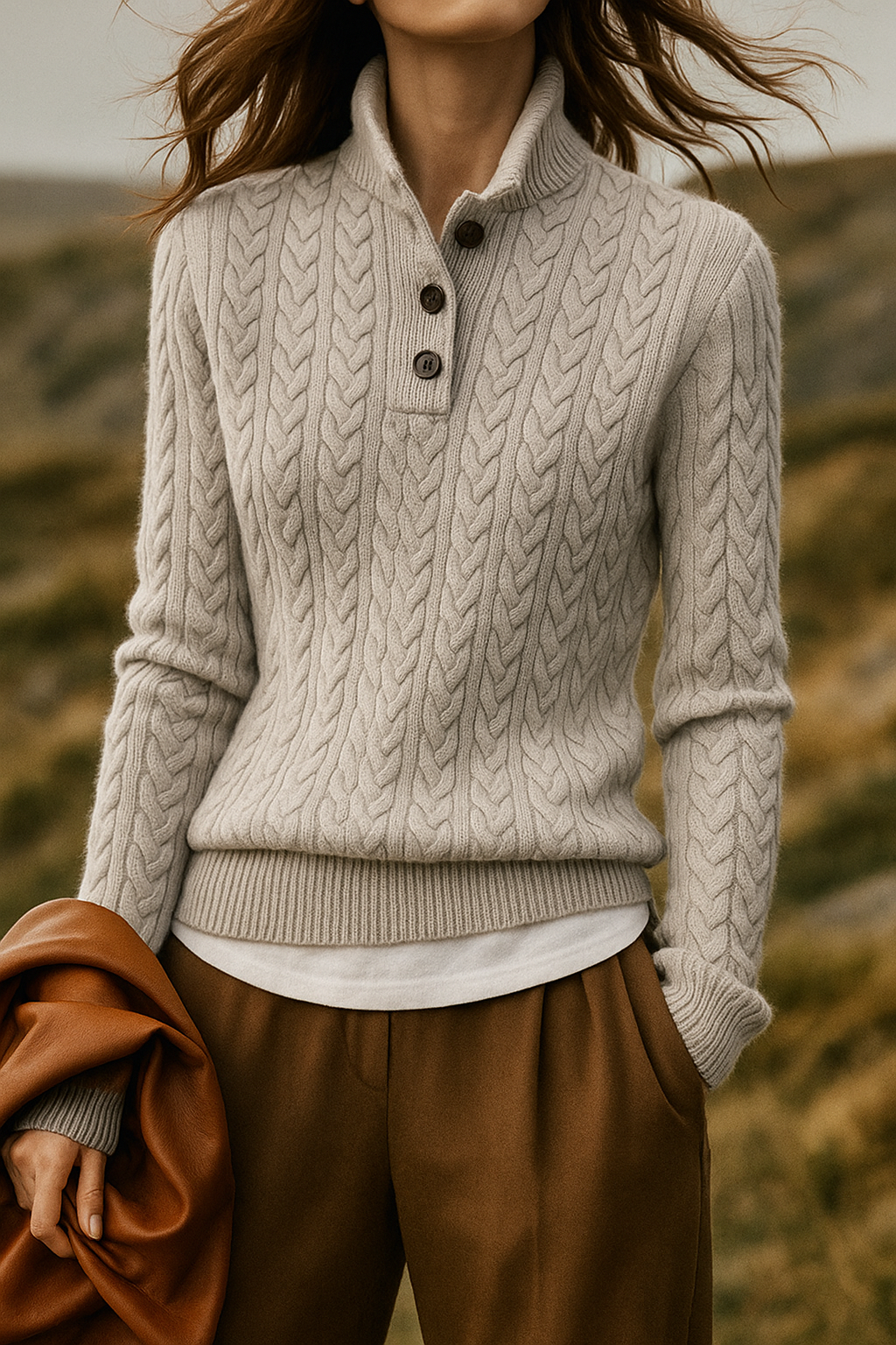 Magdalena - Women's Cable Knit Sweater - photo 4